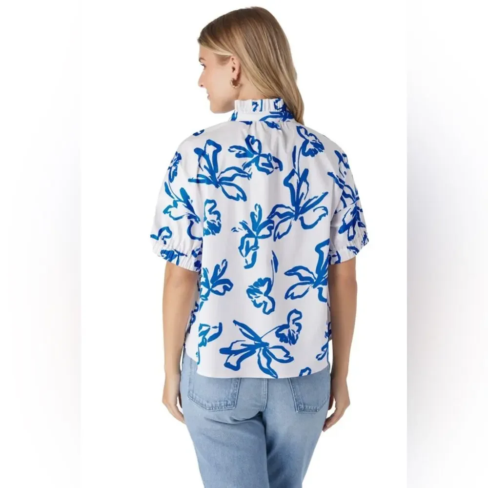CROSBY Britt Top in Park Floral White - Picture 2 of 8